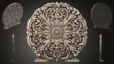 Round decor, rosettes Round rosette with acanthus leaves and curls 3d model