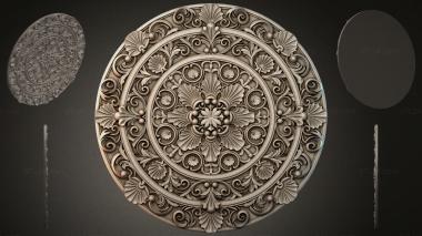 Round decor, rosettes Round rosette with volutes and fan leaves 3d model
