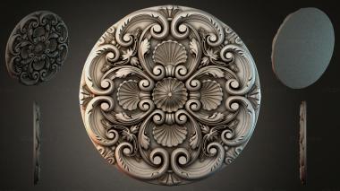 Round decor, rosettes Round rosette with volutes and shells 3d model