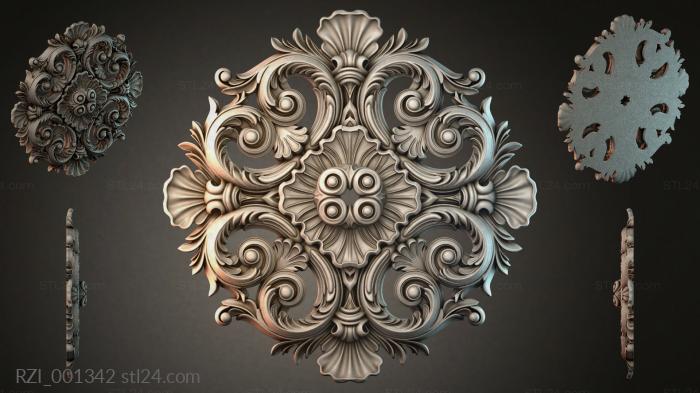 Cartouche with volutes and a central rosette 3d STL model