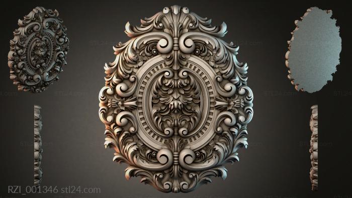 Cartouche with symmetrical scrolls and a central oval medallion 3d STL model