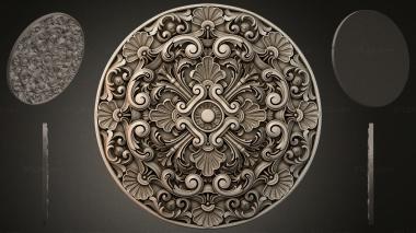 Round decor, rosettes Round rosette with volutes and shells 3d model
