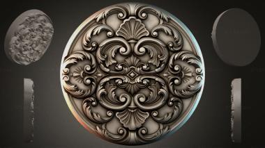 Round decor, rosettes Round rosette with scrolls and shells 3d model