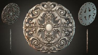 Round decor, rosettes Round rosette with carved acanthus scrolls and a central medallion 3d model