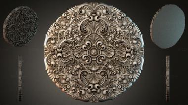 Round decor, rosettes Round rosette with floral ornament and curls 3d model