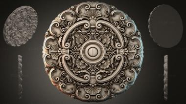 Round decor, rosettes Round rosette with scrolls and shells 3d model