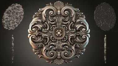 Round decor, rosettes Round rosette with acanthus and spiral scrolls 3d model