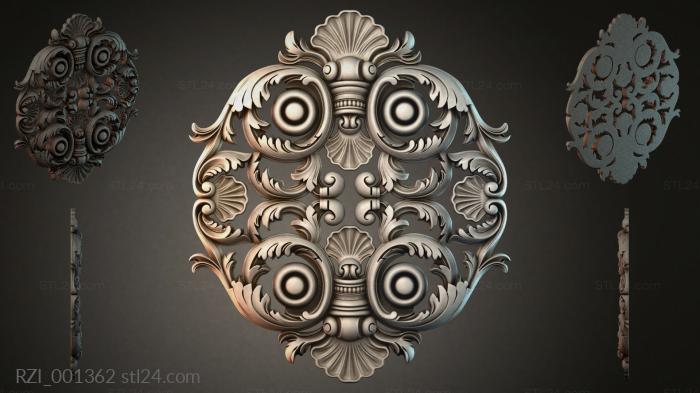Carved medallion with an owl and acanthus leaves 3d STL model
