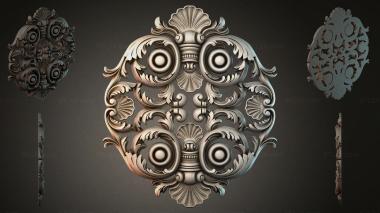 Round decor, rosettes Carved medallion with an owl and acanthus leaves 3d model