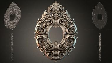 Round decor, rosettes Oval cartouche with baroque ornament and swirls 3d model