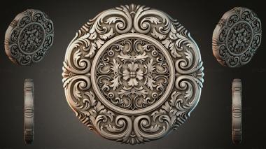 Round decor, rosettes Round panel with acanthus and spiral scrolls 3d model