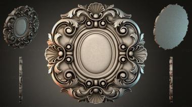 Round decor, rosettes Oval frame with volutes and shells 3d model