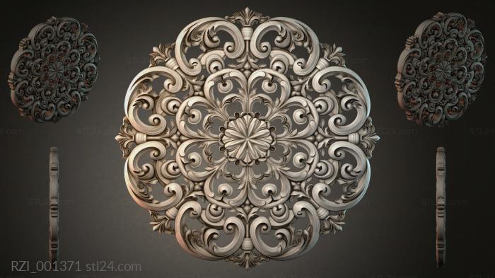 Carved ornament with acanthus leaves and baroque volutes 3d STL model