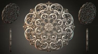 Round decor, rosettes Carved ornament with acanthus leaves and baroque volutes 3d model
