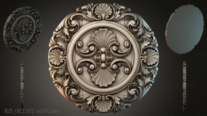 Round panel with scrolls and shells 3d STL model