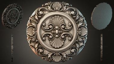 Round decor, rosettes Round panel with scrolls and shells 3d model