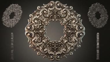 Round decor, rosettes Carved decorative medallion with twisted swirls 3d model