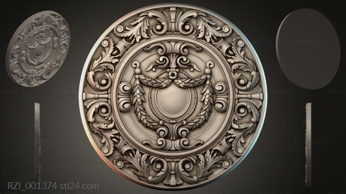 Round rosette with wings and acanthus 3d STL model