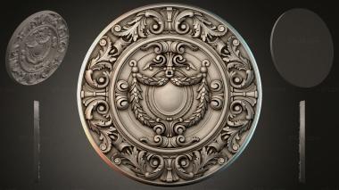 Round decor, rosettes Round rosette with wings and acanthus 3d model