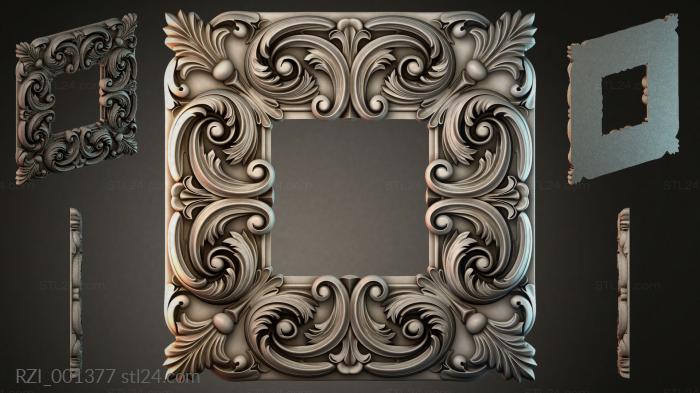 Square frame with volutes and scrolls in Rocaille style 3d STL model