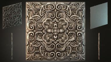Round decor, rosettes Panel with swirls and floral patterns 3d model