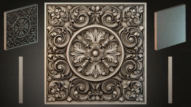 Round decor, rosettes Panel with central medallion and climbing acanthus 3d model