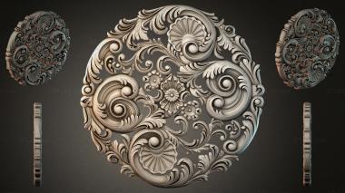 Round decor, rosettes Classic decorative cartouche with acanthus and volutes 3d model