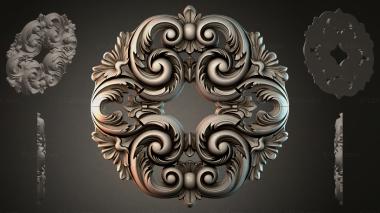 Round decor, rosettes Cartouche with volutes and acanthus leaves 3d model