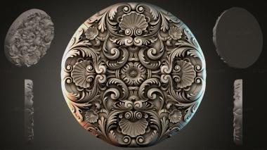 Round decor, rosettes Round rosette with volutes and shells 3d model