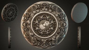 Round decor, rosettes Round rosette with swirls and shells 3d model