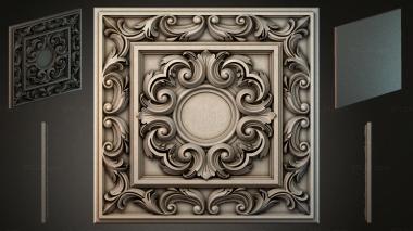 Round decor, rosettes Cassette ceiling with volutes and rosette 3d model