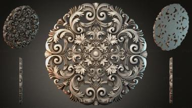Round decor, rosettes Round ornate rosette with swirls and acanthus 3d model