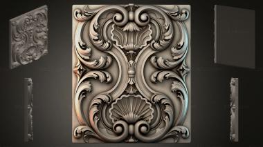 Round decor, rosettes Cartouche with acanthus and shells 3d model