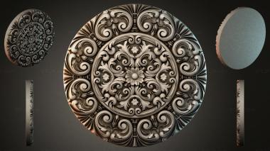 Round decor, rosettes Round rosette with swirls and floral motifs 3d model
