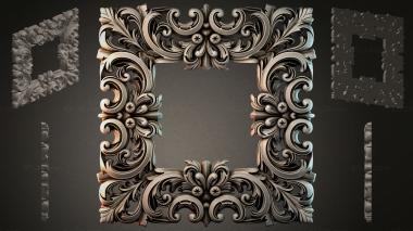 Round decor, rosettes Baroque frame with scrolls and floral rosettes 3d model