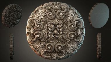 Round decor, rosettes Round rosette with volutes and acanthus leaves 3d model