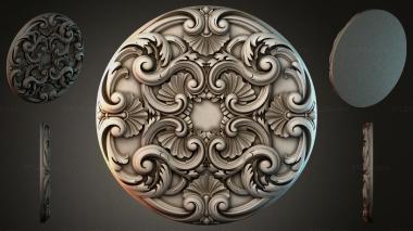 Round decor, rosettes Round rosette with volutes and shells 3d model