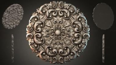 Round decor, rosettes Round rosette with volutes and acanthus leaves 3d model