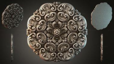 Round decor, rosettes Round overlay with volutes and a central flower 3d model