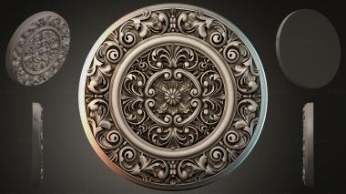 Round decor, rosettes Round ceiling rose with acanthus ornament and volutes 3d model