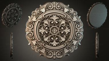 Round decor, rosettes Ceiling rose with swirls and floral ornament 3d model