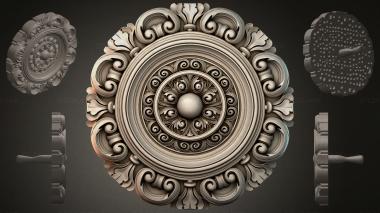 Round decor, rosettes Round rosette with volutes and a central sphere 3d model