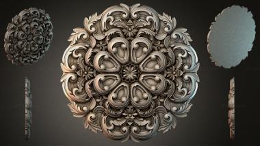 Round decor, rosettes Round carved insert with palmettes and volutes 3d model