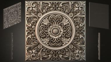 Round decor, rosettes Square rosette with a round medallion and acanthus scrolls 3d model