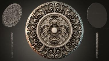 Round decor, rosettes Round rosette with volutes and a floral medallion 3d model