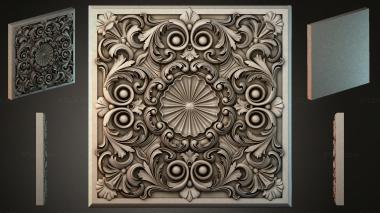 Round decor, rosettes Square panel with volutes and a central sink 3d model