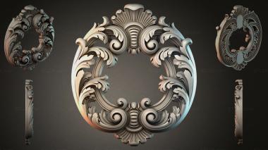 Round decor, rosettes Ornamental cartouche with acanthus and volutes 3d model
