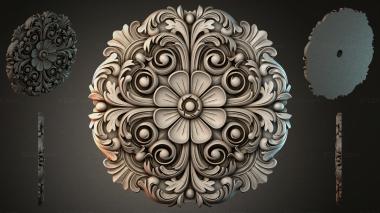 Round decor, rosettes Rosette with swirls and a central flower 3d model