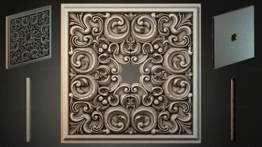 Round decor, rosettes Panel with volute spirals and sockets 3d model