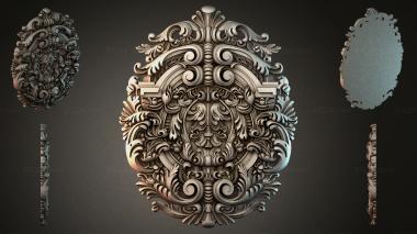 Round decor, rosettes Lion mask with acanthus and swirls 3d model